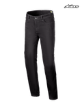 Alpinestars Cult-8 Stretch Denim Pants, men's urban motorcycle riding jeans in black rinse, straight leg fit with stretch denim construction and CE certified protection