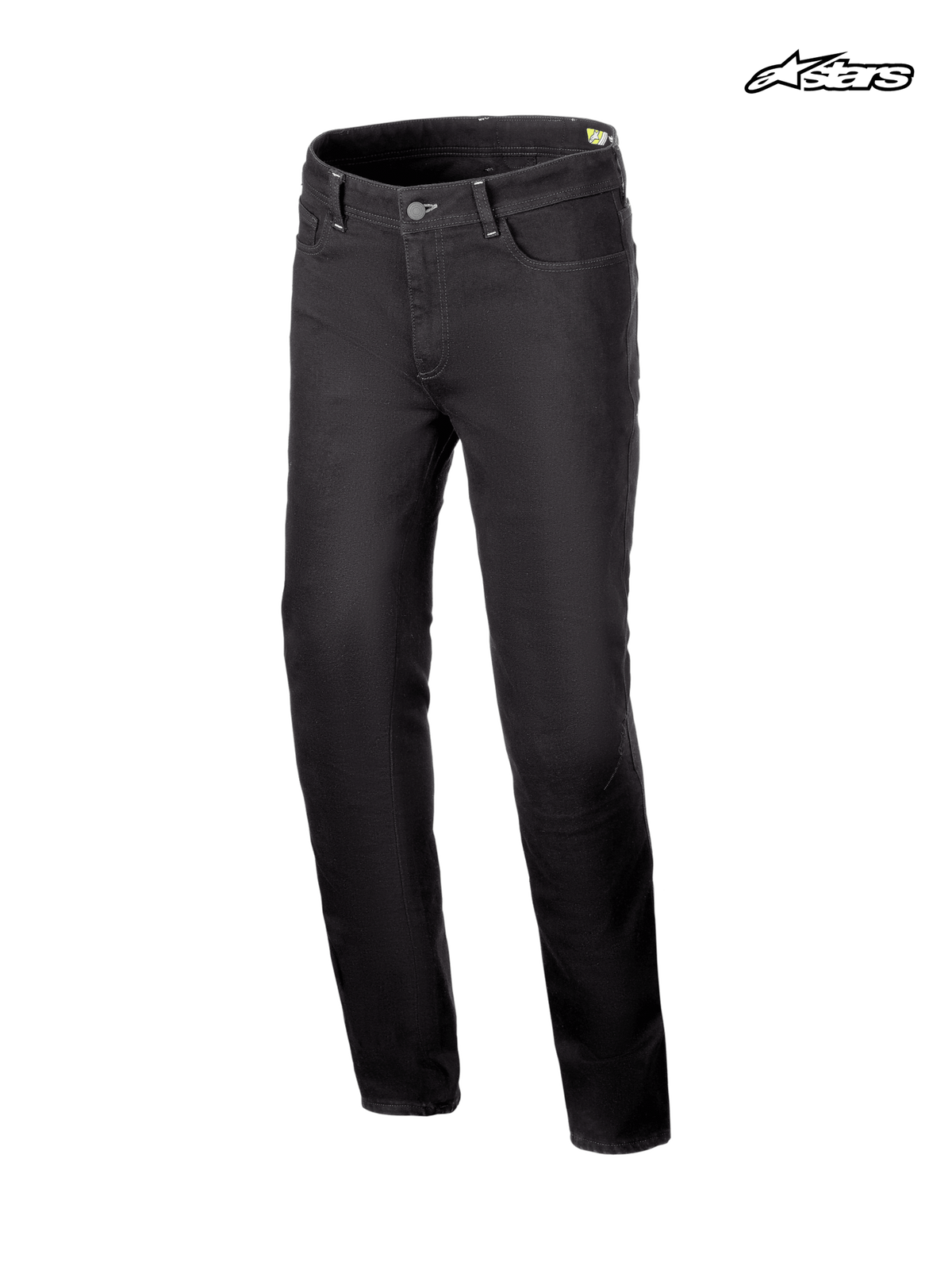 Alpinestars Cult-8 Stretch Denim Pants, men's urban motorcycle riding jeans in black rinse, straight leg fit with stretch denim construction and CE certified protection