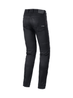 Alpinestars Cerium Tech Stretch Riding Denim, slim fit men's motorcycle jeans in Black Rinse with CE certified protection.