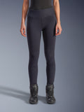 Alpinestars Woman Stella Flex-AST Leggings - Short, Women's Motorcycle Riding Leggings in Black, high-waisted skinny fit with accordion knee panels, worn with black Alpinestars riding boots, urban riding gear