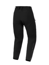 Alpinestars Stella Flex-AST Explorer Pants, Women's Motorcycle Pants, Black, back view featuring stretch textile construction, elastic waistband with belt loops, and long zippers on the lower legs for adventure riding.