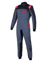 Alpinestars KMX-9 V3 Graphic 6 Suit, Karting Suit, Anthracite Gray with Black and Red accents, featuring a speckled graphic design, red star logo on the chest, black inner panels, and red shoulder details, professional motorsport racing gear