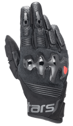 Alpinestars Halo Leather Gloves, Black Motorcycle Gloves with Hard Over-Injected Knuckle Protector, Perforated Leather Fingers, Mesh and Leather Construction, Red Logo Detail