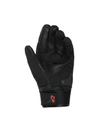 Alpinestars SP X Z Waterproof Gloves, Motorcycle Gloves, Black with Red Fluo logo, palm view showing leather construction and reinforced grip areas, neoprene cuff with pull tab, high-performance street riding gear