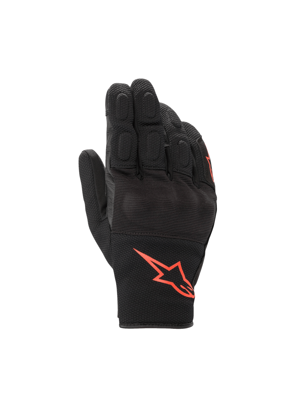 Alpinestars S-Max Drystar  Gloves, black and red fluorescent waterproof motorcycle road gloves with knuckle protection.