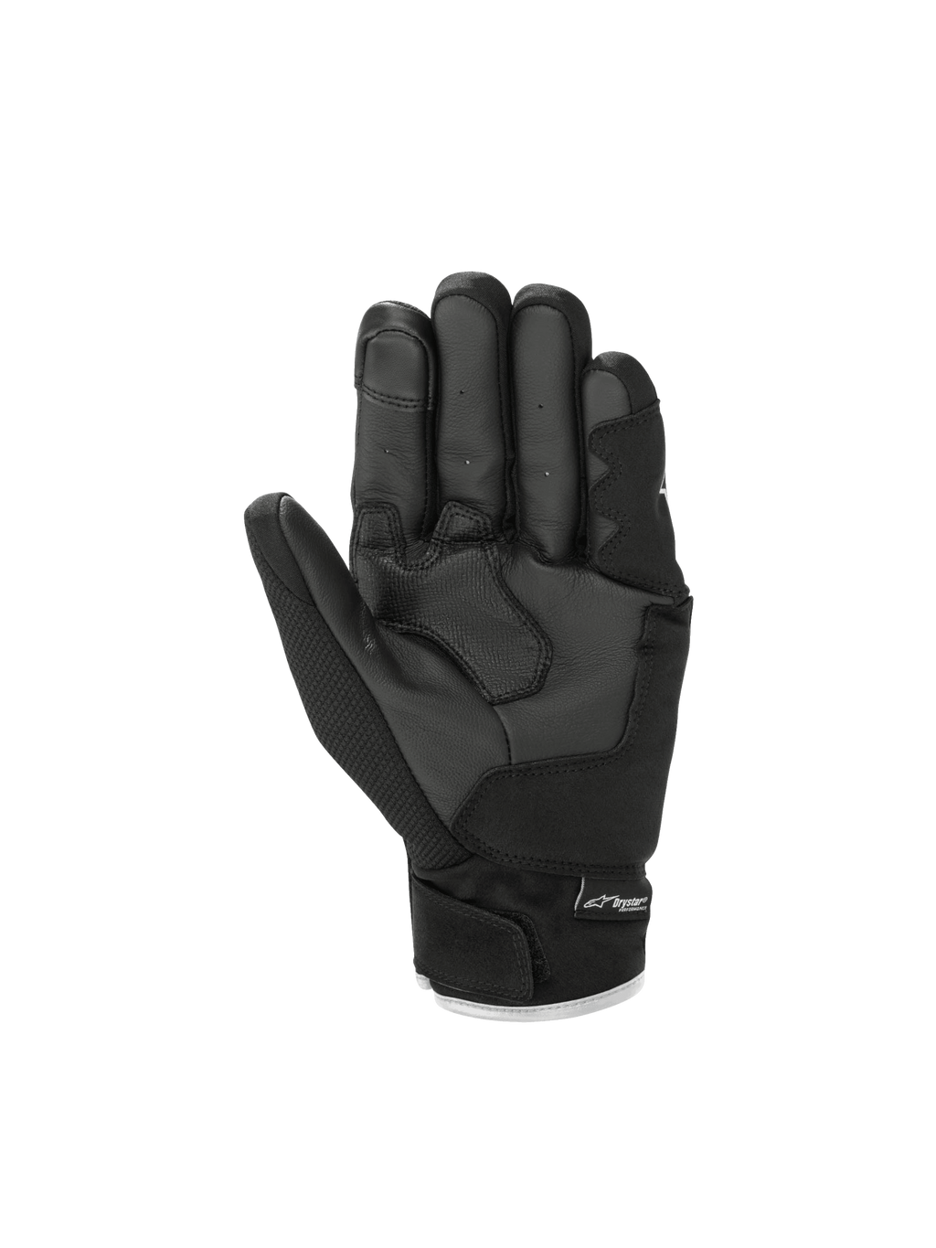 Alpinestars S-Max Drystar® Gloves in black, waterproof road motorcycle sport gloves with leather palm and short cuff.
