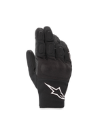 Alpinestars S-Max Drystar® Gloves, waterproof black and white motorcycle road gloves with leather and hard knuckles.