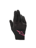 Alpinestars Stella S-Max Drystar Women's Gloves, black and fuchsia waterproof motorcycle gloves with knuckle protection.