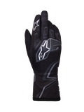 Alpinestars Tech-1 K Race V2 Gloves Graphic 1, Karting Racing Gloves, Black with white and gray geometric patterns, featuring Alpinestars star logo, lightweight textile construction with printed graphics