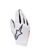 Alpinestars Sim Gloves Graphic 1, SIM Racing Gloves, Silver Ice with Black and Red Accents, featuring a prominent black star logo on the backhand, perforated finger panels for ventilation, and a lightweight textile design for gaming precision.