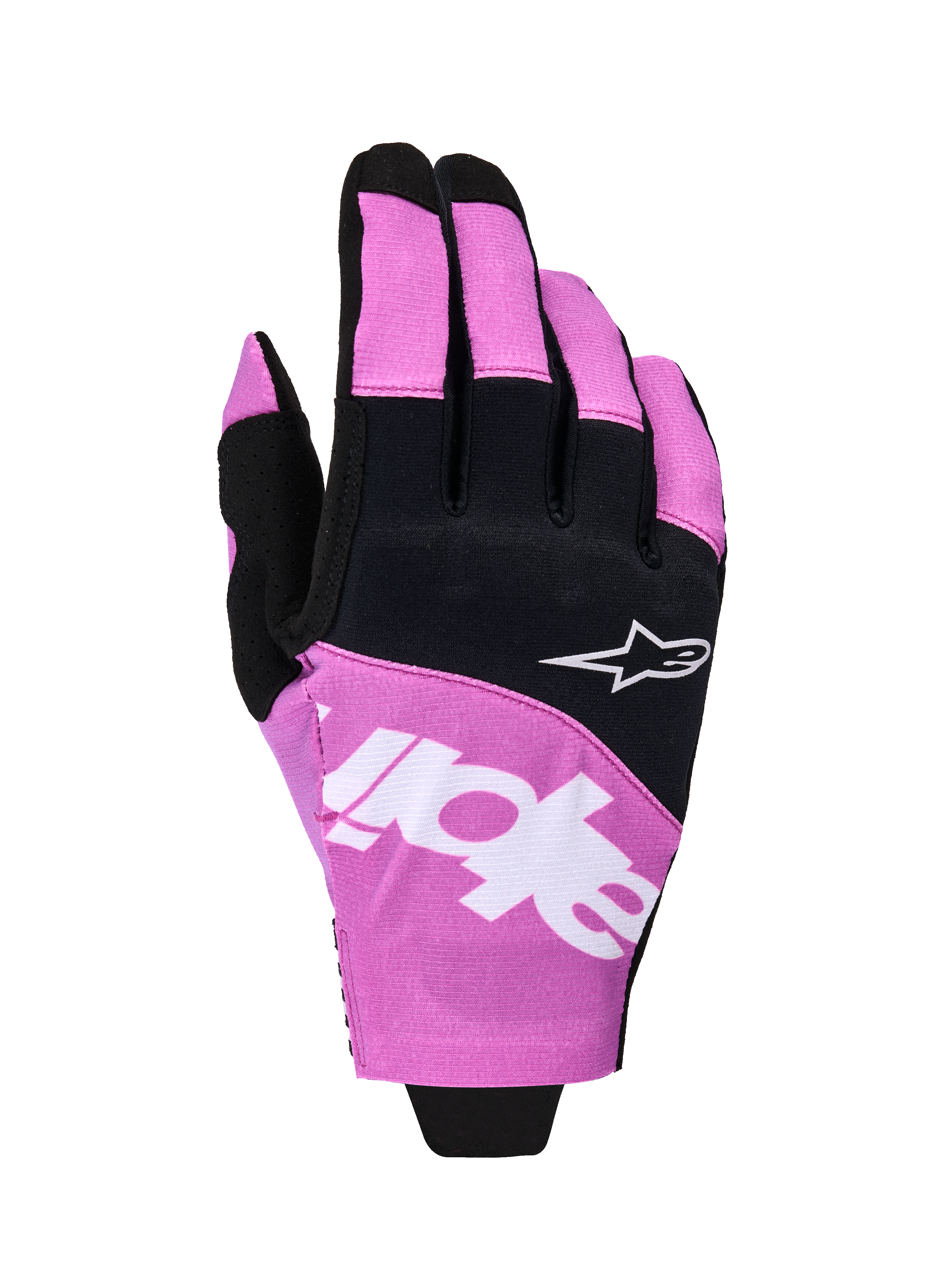 Alpinestars 2026 Techstar Gloves, Motocross Gloves, Black and Purple, backhand view featuring white Astar logo and branding, stretch micro ripstop construction, performance off-road hand protection