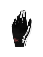 Alpinestars Supertech MX Gloves 2027, black and white motocross racing gloves with red accents and perforated backhand.