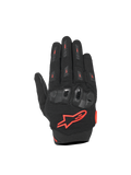 Alpinestars SP X 5 Air Gloves, black and red fluo motorcycle racing gloves with 3D mesh and TPU knuckle protection.