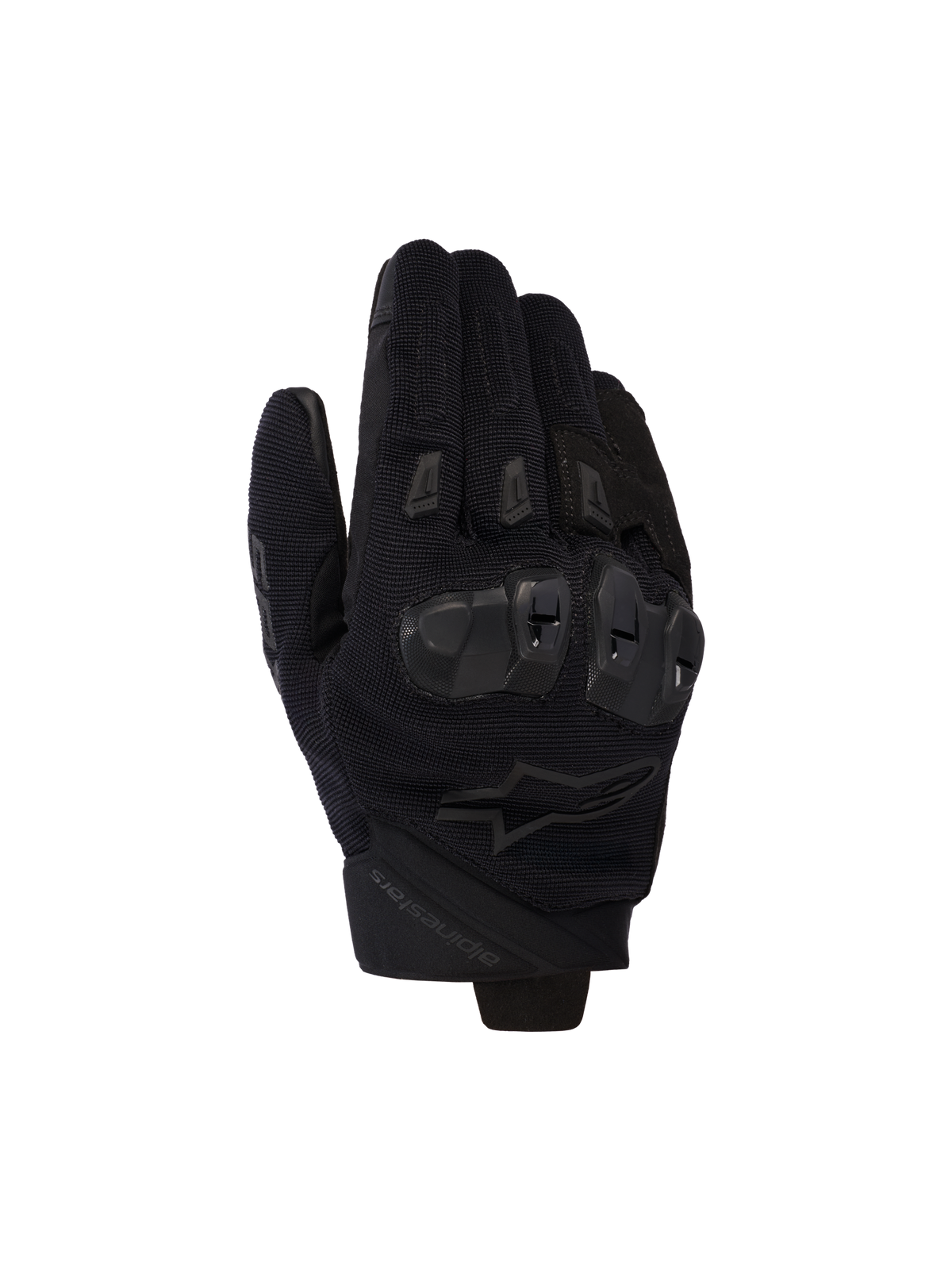 Alpinestars SP X 5 Air Gloves, Black Motorcycle Gloves, stretch 3D mesh backhand with TPU double-density knuckle protection, short-cuff design, ventilated finger sliders, ergonomic sport riding performance