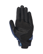 Alpinestars SP X 3 Gloves, Motorcycle Gloves, Dark Blue and Blithe Blue, palm view featuring perforated black leather with synthetic overlays, TPR palm slider, and integrated pull tab for easy entry.