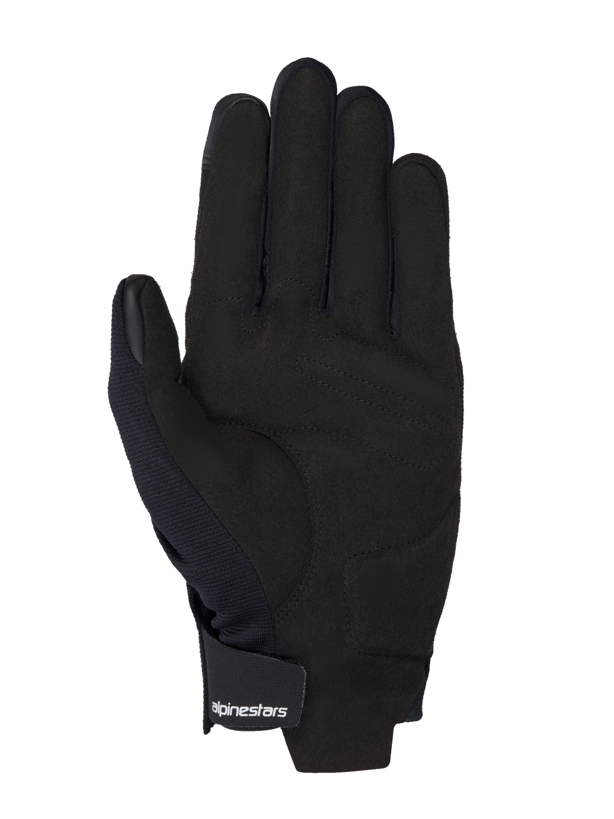 Alpinestars MM93 Reef V2 Gloves, Black Synthetic Suede Palm View, Padded Palm Reinforcement, Touchscreen Compatible Fingertips, Hook-and-Loop Wrist Strap with White Logo