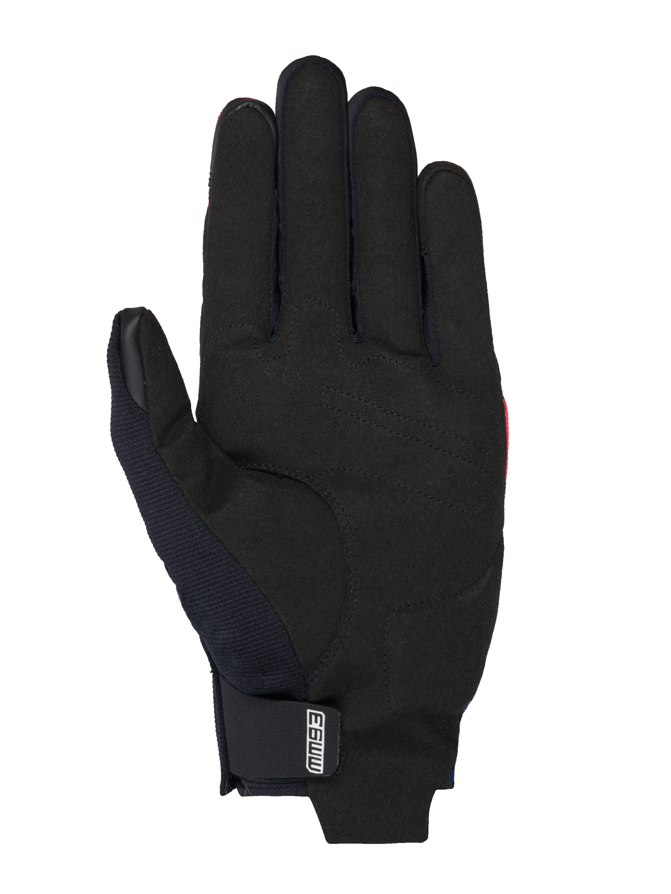 Alpinestars MM93 Reef V2 Gloves, Motorcycle Gloves, Black synthetic suede palm with reinforced stitching, featuring MM93 logo on the wrist strap, sleek short-cuff design for urban riding