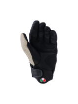 Alpinestars Mustang V3 Leather Gloves, Palm View, Aluminum Black, black goat leather with perforated light gray thumb area, reinforced palm and thumb zones, short cuff with hook and loop closure, heritage-inspired urban motorcycle gloves