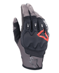 Alpinestars Techdura Gloves, Motorcycle Riding Gloves, Falcon Brown and Black with Red Accent, Padded Knuckle Protection, Breathable Mesh and Stretch Fabric, Protective Finger Inserts, Star Logo on Cuff