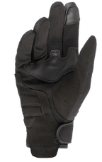 Alpinestars Copper Gloves, Urban Motorcycle Gloves, Black, palm side view featuring synthetic suede material, touchscreen compatible fingertip, reinforced palm padding, and secure hook and loop wrist closure