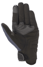 Alpinestars Copper Gloves, Motorcycle Gloves, Mood Indigo, palm view featuring a full synthetic suede construction, reinforced padding, touchscreen-compatible fingertip, and mesh thumb panel for lightweight urban protection.