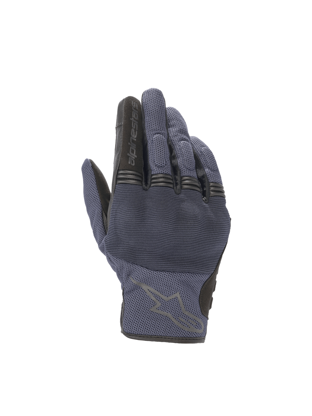 Alpinestars Copper Gloves, urban motorcycle road gloves, Mood Indigo blue and black, with protective hard knuckles.