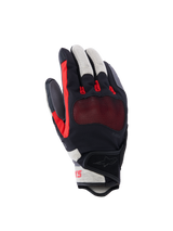 Alpinestars Mogress Airflow Gloves, Motorcycle Gloves, Black White and Red, Mesh Ventilated Design, Padded Knuckle Protection, Sporty Racing Style