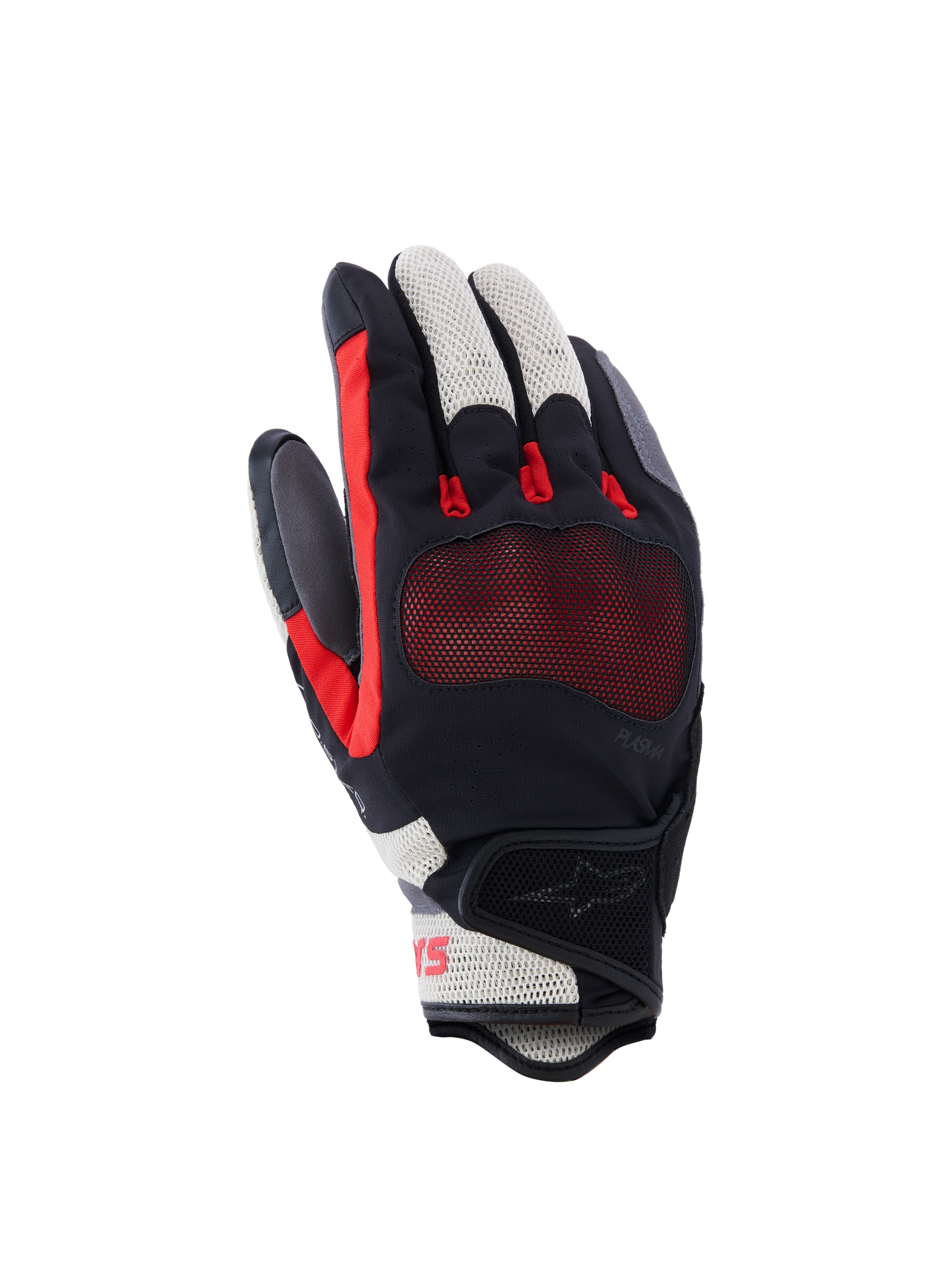 Alpinestars Mogress Airflow Gloves, Motorcycle Gloves, Black White and Red, Mesh Ventilated Design, Padded Knuckle Protection, Sporty Racing Style