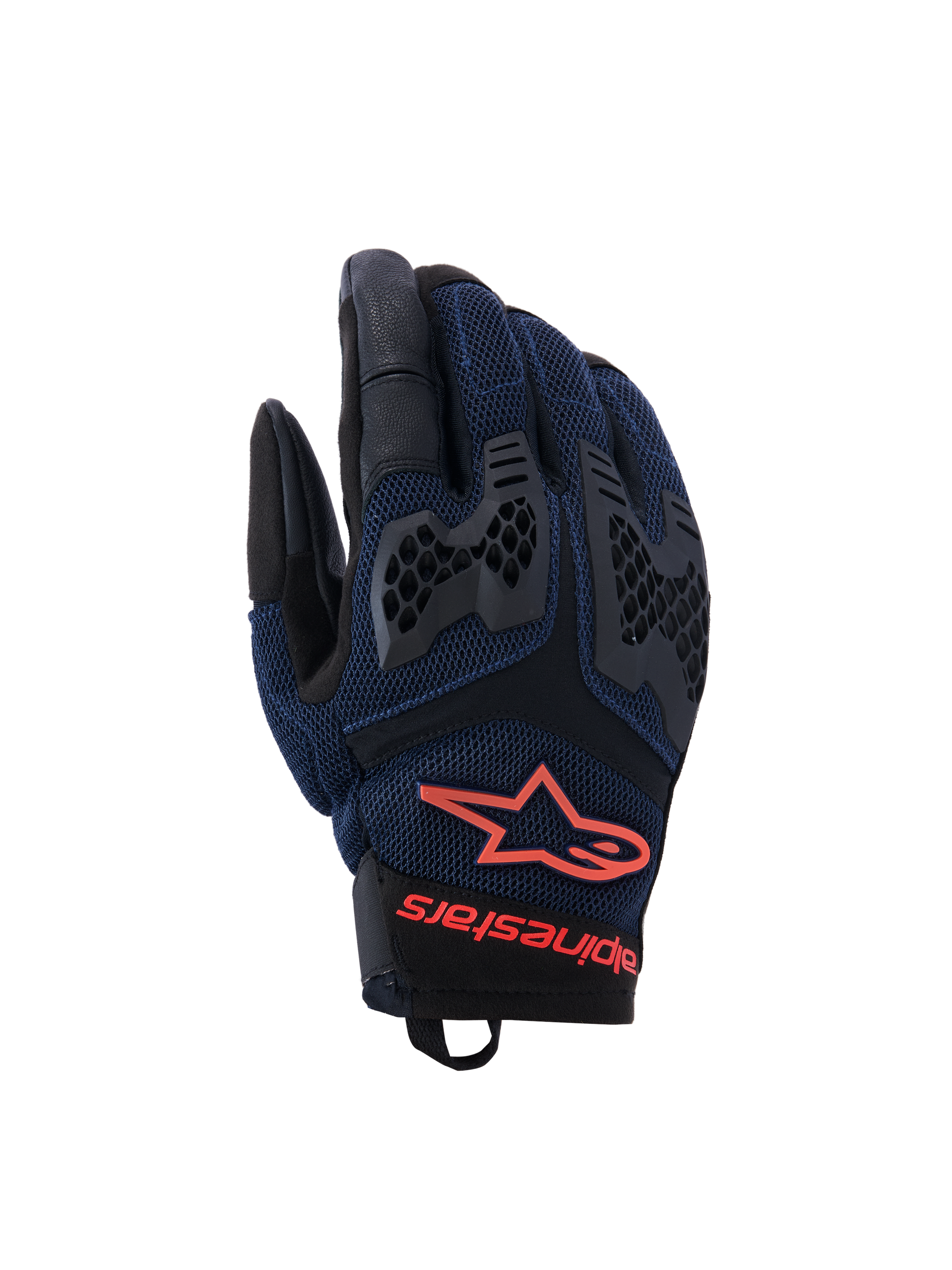Alpinestars Manti Air Gloves, Motorcycle Riding Gloves, Blue and Black, Mesh Construction with Knuckle Protection, Red Star Logo, Ventilated Design for Warm Weather
