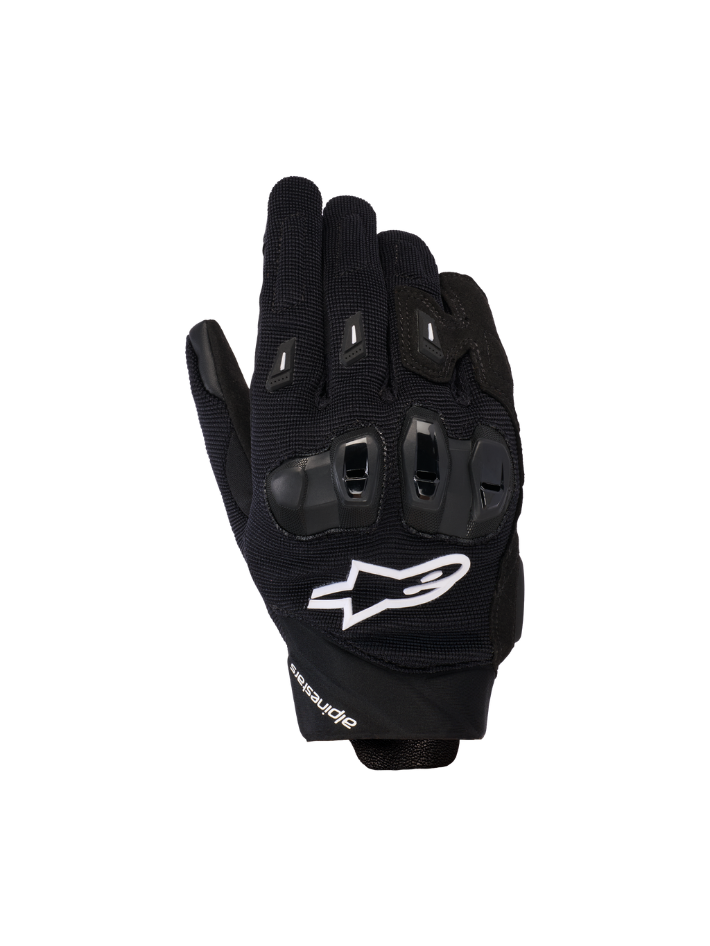 Alpinestars Stella SP X 3 Gloves, Women's Motorcycle Racing Gloves, Black with White Logo, featuring textured mesh fabric and TPU knuckle protection, sport-inspired performance road gear