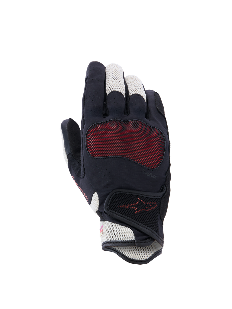 Alpinestars Stella Mogress Airflow Gloves, Women's Motorcycle Gloves, Black with Red and White Accents, Breathable Mesh Panels, Knuckle Protection, Wrist Closure