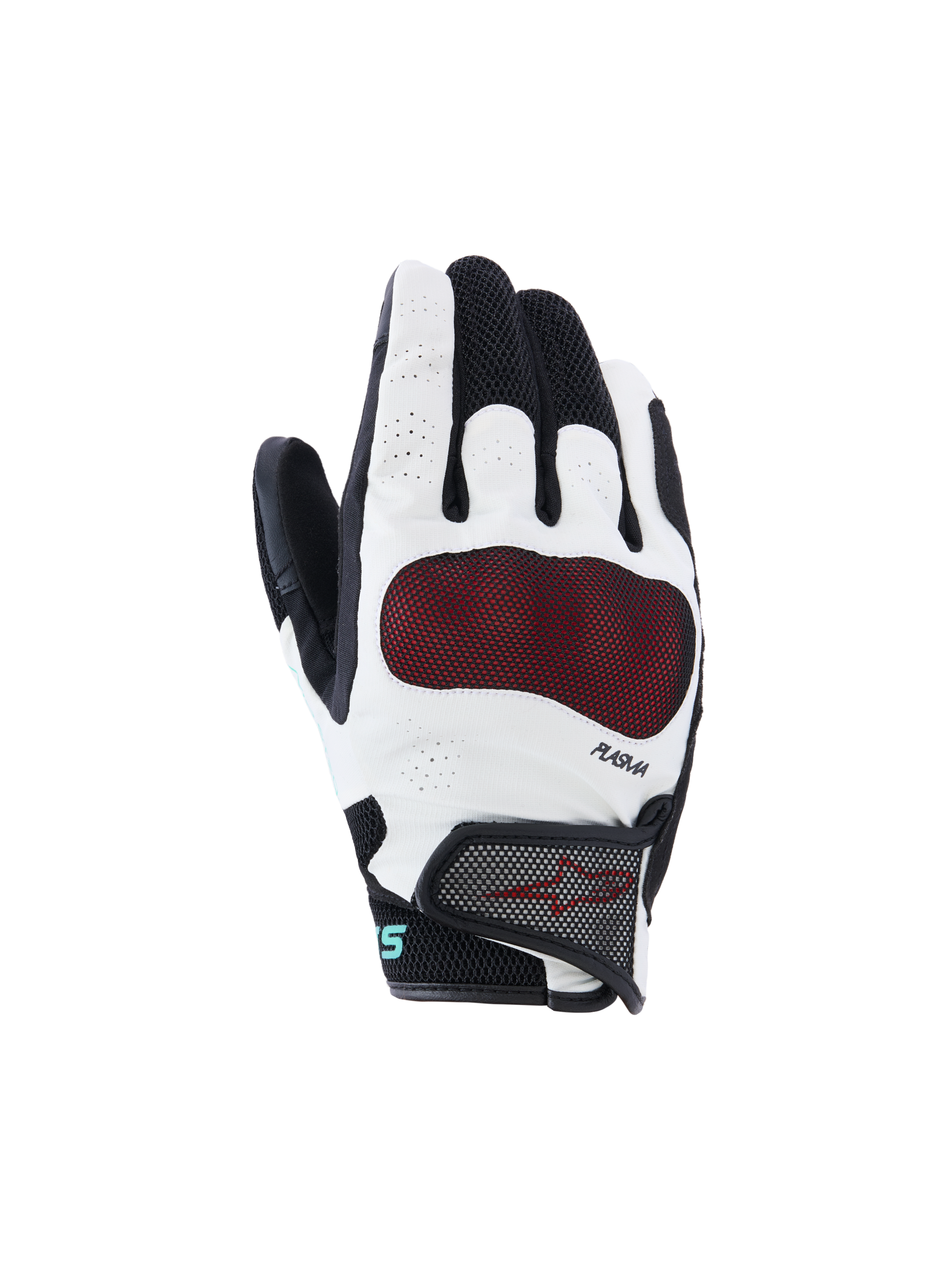 Alpinestars Stella Mogress Airflow Gloves, Women's Motorcycle Gloves, Black and White with Red Knuckle Guard, Breathable 3D Mesh and Perforated Construction, PLASMA Technology, Short Cuff Urban Riding Design