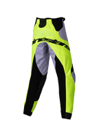 Alpinestars 2025 Kids Racer Veil Pants, Motocross Pants, Gray and Yellow Fluo, featuring black stretch panels and Alpinestars logo across the rear, sporty ergonomic design for youth off-road racing