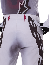Alpinestars 2025 Supertech Maker Pants, Motocross Pants, Silver and Black, athletic fit with goat leather knee panels and Stretchnet zones, durable and lightweight design for professional motocross