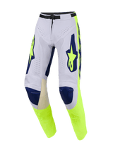 Alpinestars 2026 Racer Air Riway Pants, Motocross Pants, Light Gray Yellow Fluo and Blue, featuring extensive perforations for airflow, dark blue knee sections, and fluorescent yellow side panels with bold branding, performance off-road design.