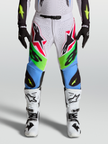 Alpinestars Supertech Dyna Pants, Motocross Racing Gear for Men, Light Lilac and Green Fluo, performance stretch stretch-ripstop fabric.