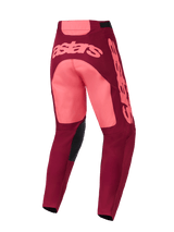 Alpinestars 2026 Racer Riway Pants, Motocross Pants, Dark Red Coral, back view featuring large pink Astars branding across the seat and leg, black inner knee patches, ergonomic design for off-road performance.