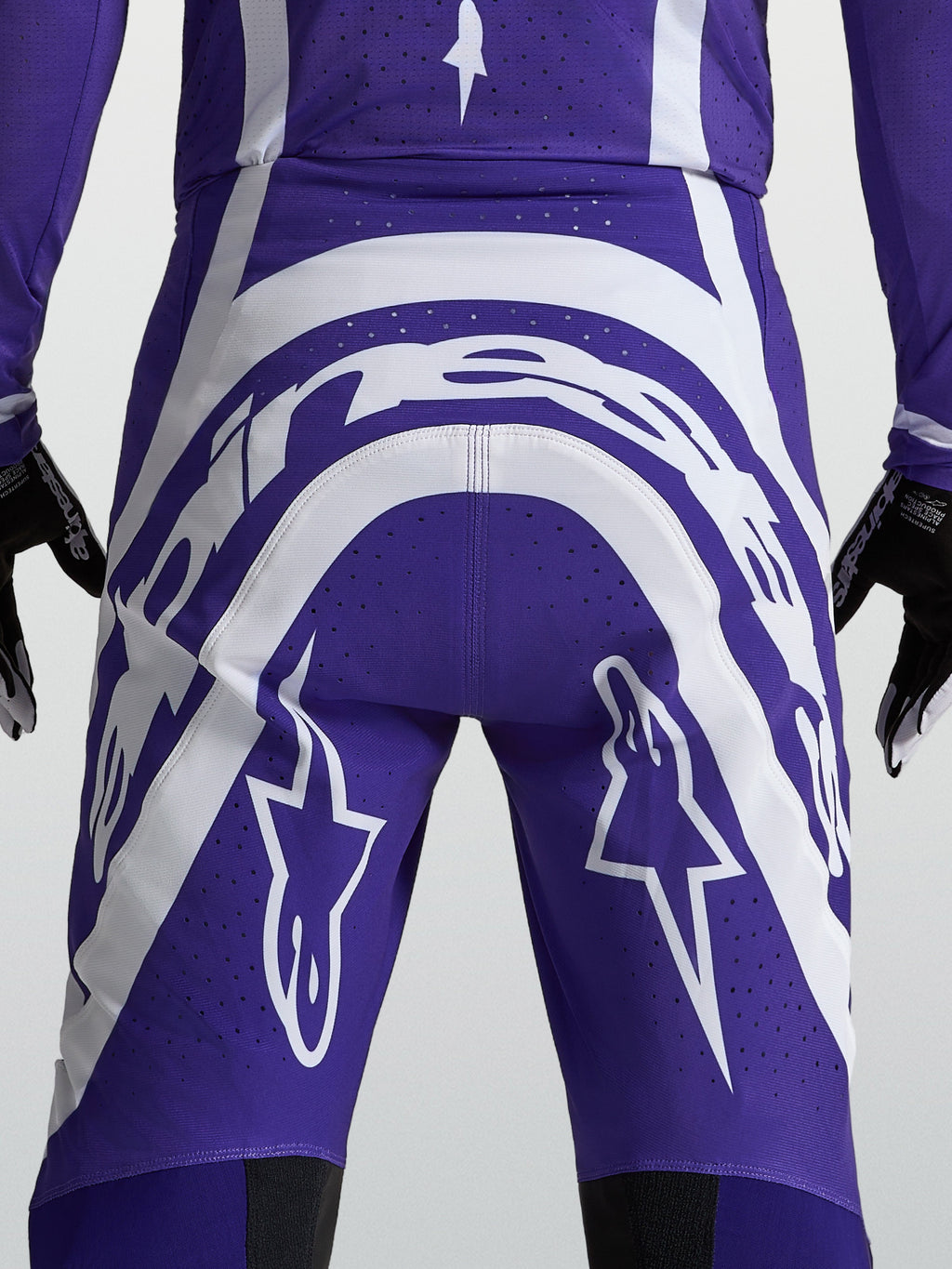 Alpinestars Supertech Vesta Pants, Motocross Racing, Men's, Deep Blue and White, rear view showing logo and perforations.