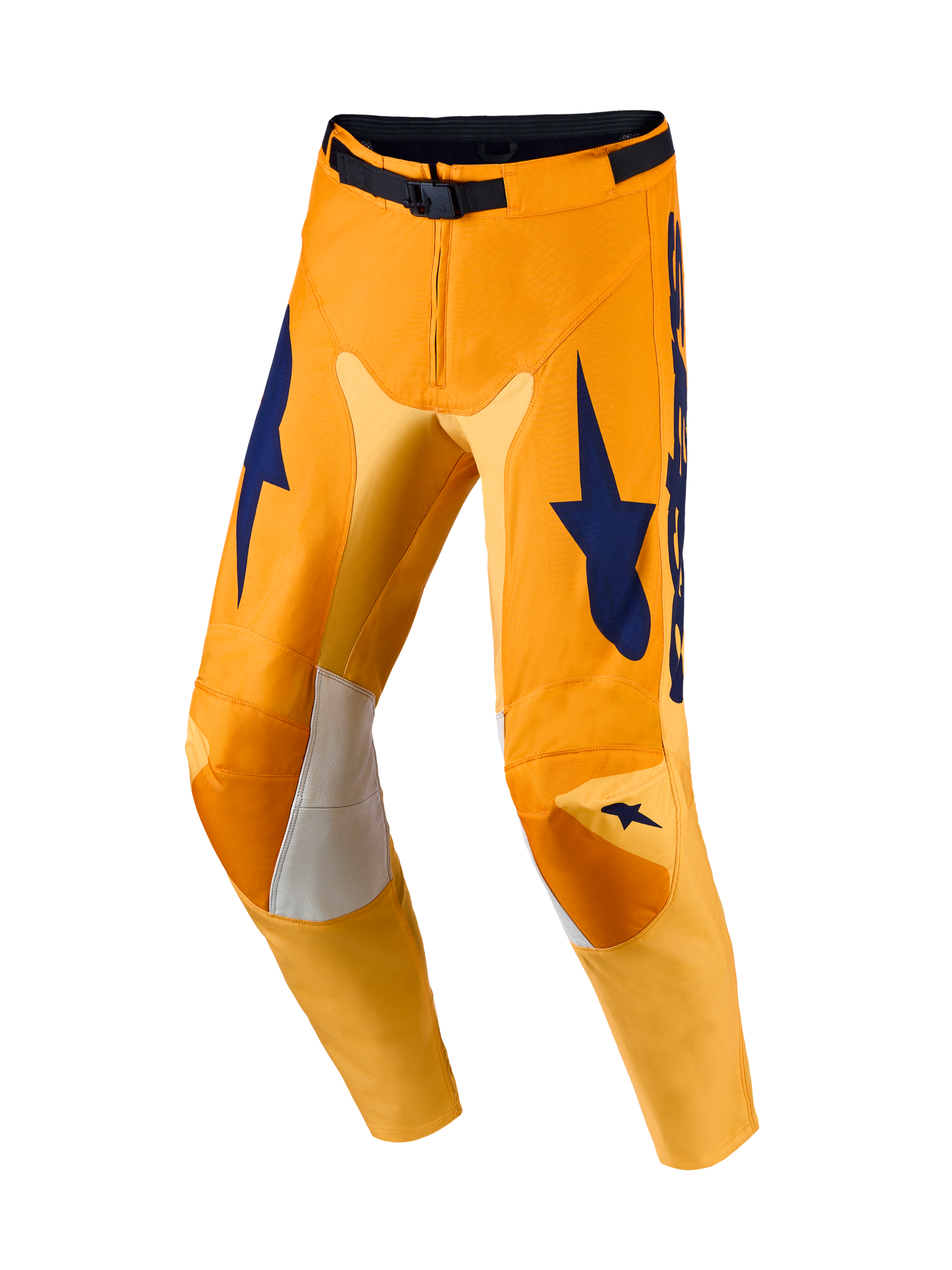 Alpinestars Racer Amber Pants AND Gear Set, Men's Motocross Pants in Orange and Deep Blue with durable stretch panels.