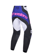 Alpinestars 2026 Techstar Knif Pants, Motocross Pants, Black, Light Gray, and Purple with Pink branding, rear view showing multi-panel construction, purple yoke with pink logo, and reinforced seat area for off-road racing