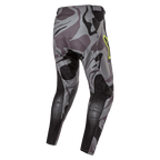 Alpinestars 2024 Racer Tactical Pants, Motocross Pants, Cast Gray Camo Magnet, rear view showing gray camouflage pattern with black reinforced panels, yellow logo accent on the hip, technical rip-stop material for off-road racing