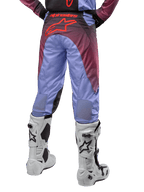 Alpinestars 2024 Racer Hoen Pants, Motocross Pants, Lavan Purple and Black, back view showing a large red star logo on the seat, worn with white motocross boots, featuring breathable stretch panels on the lower legs.