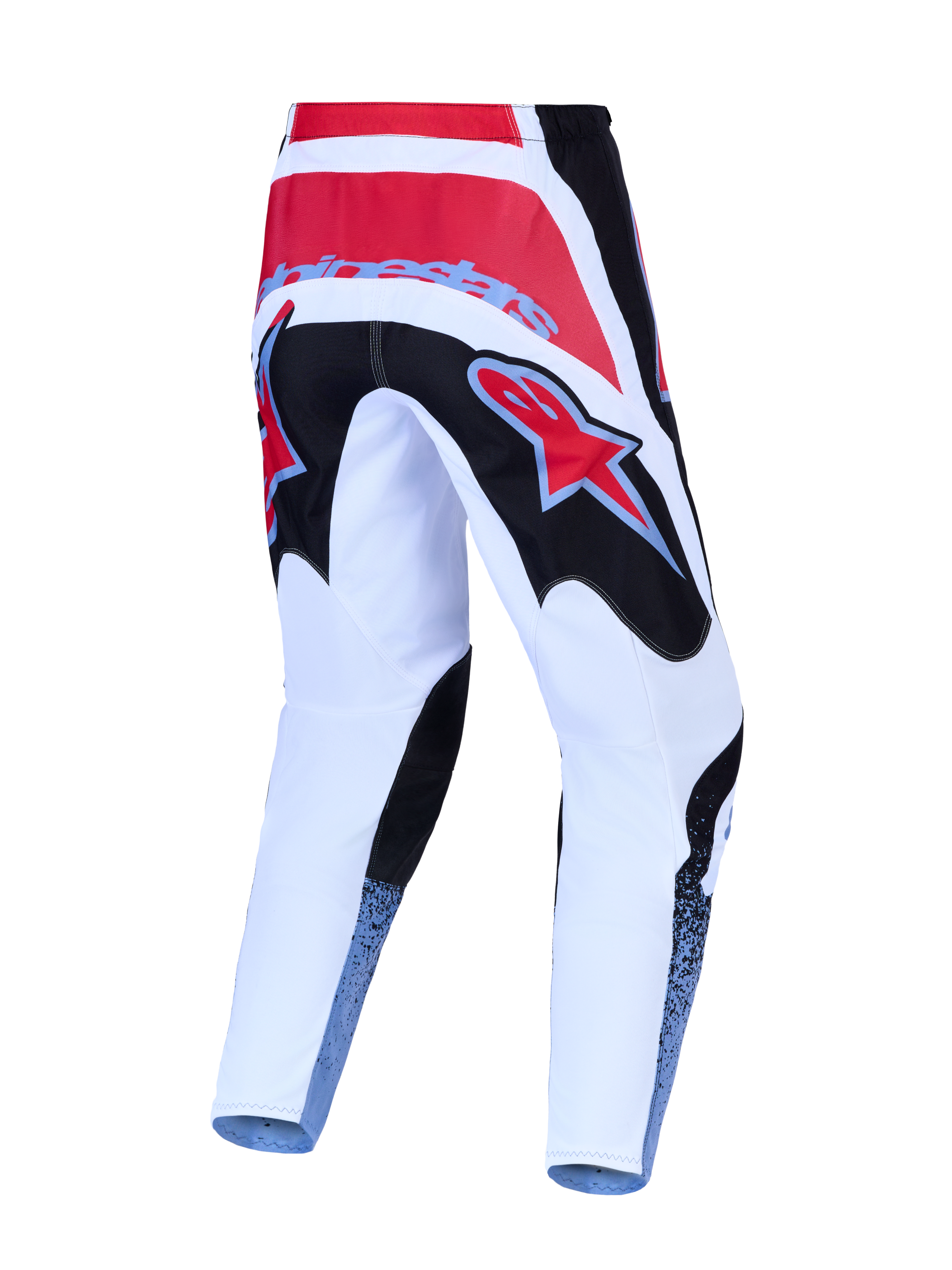 2027 Alpinestars Fluid Drag Motocross Pants, back view in Red, White, and Black, durable 600D polyfabric construction.