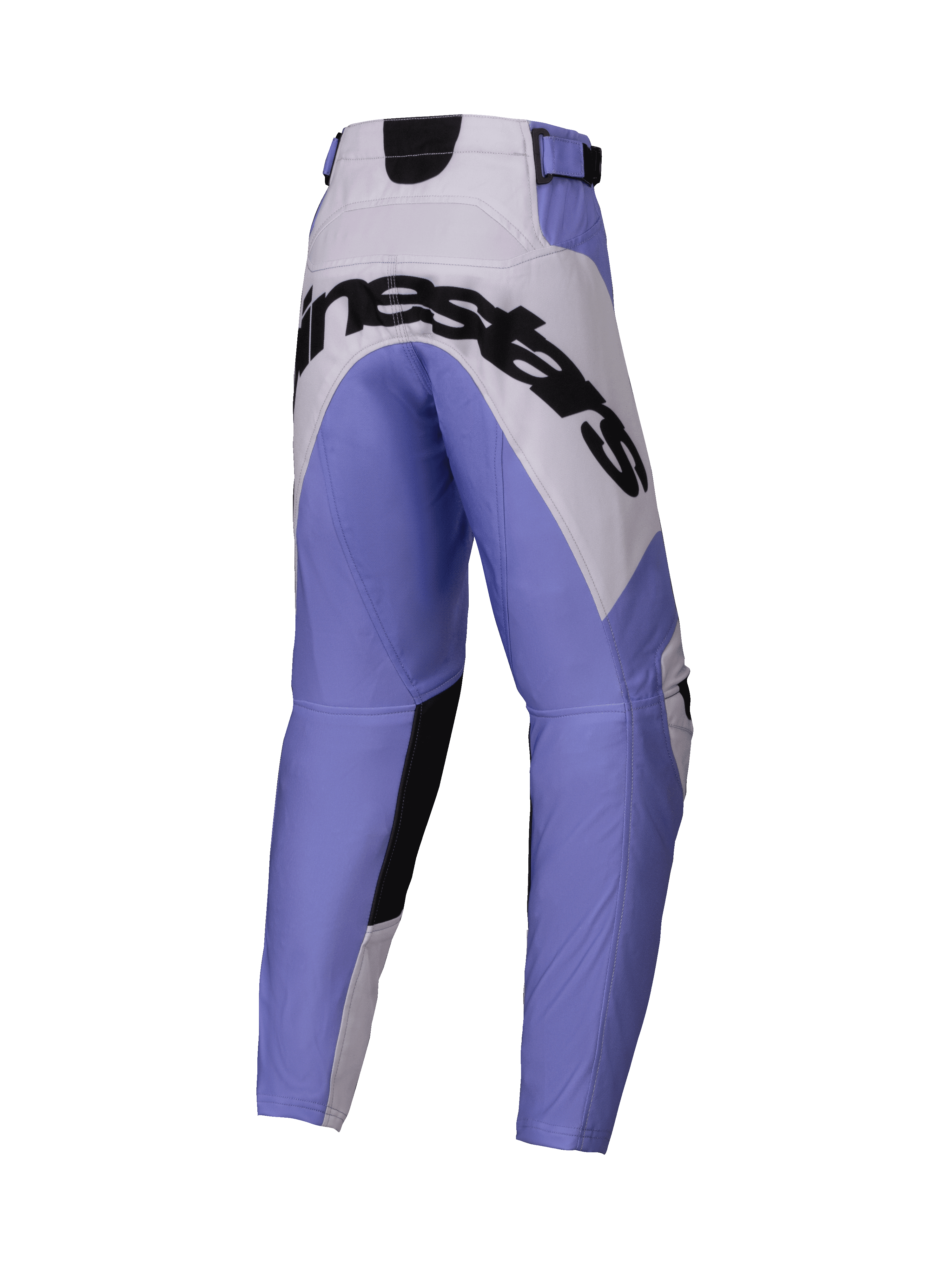 Alpinestars 2025 Youth Racer Veil Pants, Motocross Pants, Purple White and Black, large black Alpinestars branding across the seat, sporty design with reinforced panels, durable material for off-road racing