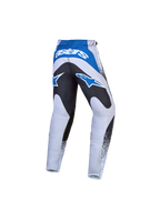 Alpinestars Youth Fluid Drag Pants for motocross, gray and blue with black seat reinforcement and bold Astars logos.