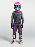 Alpinestars 2027 Youth Fluid Lone Jersey, Youth Motocross Gear in Gray Camo Purple, featuring moisture-wicking textile fabric.