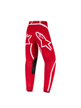 Alpinestars 2026 Youth Fluid Apex Pants, Motocross Pants, Red and White, back view featuring a large white star logo on the thigh, black reinforced inner knees, and white curved accents, durable polyfabric design for youth off-road racing