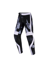 Alpinestars 2026 Youth Fluid Lahnd Pants, Motocross Pants, Iron Camo with Black and White accents, featuring a camouflage pattern, white graphic panels, and reinforced inner knees, designed for youth off-road racing