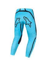Alpinestars 2026 Woman Stella Fluid Apex Pants, Motocross Pants, Cyan Blue with black accents, rear view showing large black Alpinestars logo on the seat, sporty design for female off-road riders