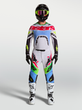Alpinestars 2027 Supertech Dyna Jersey and Gear Set, Motocross Racing Outfit, Men's, White and Fluo Green, athletic fit.